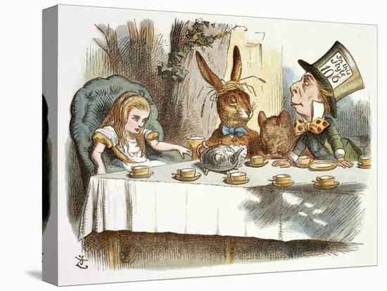 The Mad Hatter's Tea Party-John Teniel-Stretched Canvas