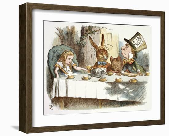 The Mad Hatter's Tea Party-John Teniel-Framed Giclee Print