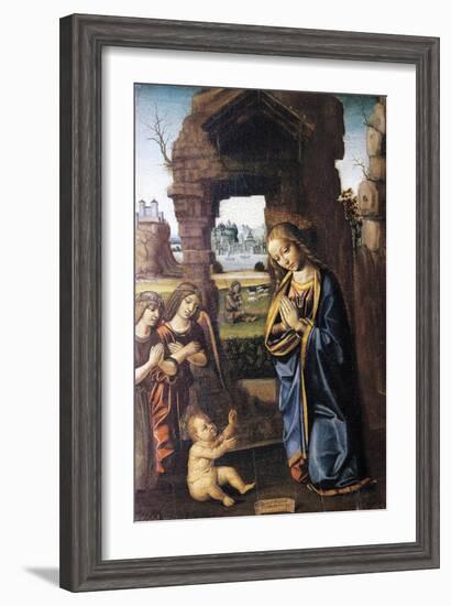 The Madonna and Angels Adoring the Child-Luca Baudo-Framed Giclee Print