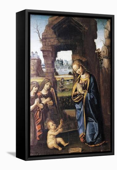 The Madonna and Angels Adoring the Child-Luca Baudo-Framed Stretched Canvas