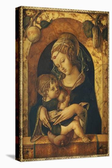 The Madonna and Child at a Marble Parapet-Carlo Crivelli-Stretched Canvas