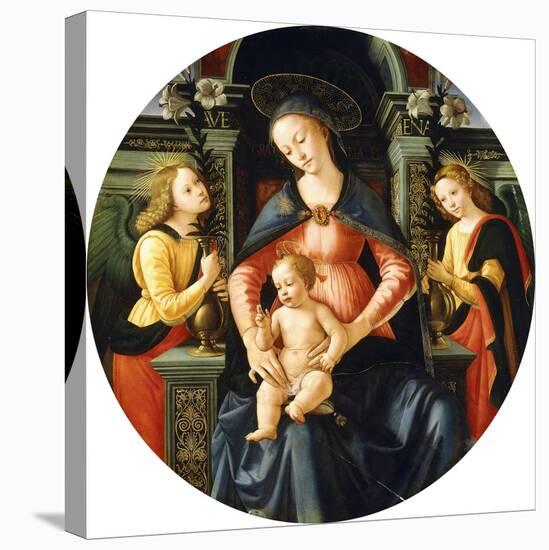 The Madonna and Child Enthroned, Adored by Angels-null-Stretched Canvas