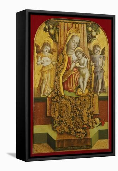 The Madonna and Child Enthroned with Music-Making Angels-Vittore Crivelli-Framed Stretched Canvas