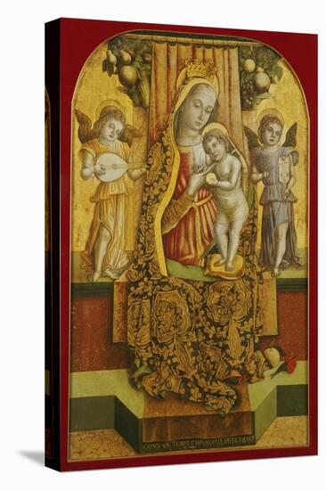 The Madonna and Child Enthroned with Music-Making Angels-Vittore Crivelli-Stretched Canvas