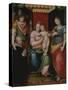 The Madonna and Child Enthroned with Saint Apollonia and Saint Michael Presenting a Kneeling Male…-Guglielmo Caccia-Stretched Canvas