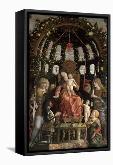 The Madonna and Child Enthroned with Six Saints and Gian-Francesco II Gonzaga, 1495-Andrea Mantegna-Framed Stretched Canvas