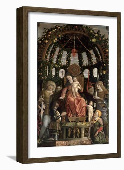 The Madonna and Child Enthroned with Six Saints and Gian-Francesco II Gonzaga, 1495-Andrea Mantegna-Framed Giclee Print