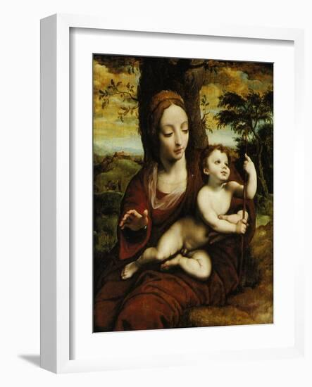 The Madonna and Child in a Landscape-Cornelis van Cleve-Framed Giclee Print