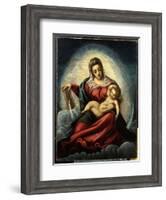 The Madonna and Child in a Mandorla on a Crescent Moon and Clouds, with the Book of Wisdom-Jacopo Robusti Tintoretto-Framed Giclee Print