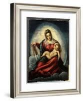 The Madonna and Child in a Mandorla on a Crescent Moon and Clouds, with the Book of Wisdom-Jacopo Robusti Tintoretto-Framed Giclee Print