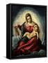 The Madonna and Child in a Mandorla on a Cresent Moon and Clouds, with the Book of Wisdom-Jacopo Robusti Tintoretto-Framed Stretched Canvas