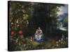 The Madonna and Child in a Wooded River Landscape-Jan Brueghel the Elder-Stretched Canvas