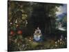 The Madonna and Child in a Wooded River Landscape-Jan Brueghel the Elder-Stretched Canvas