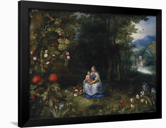 The Madonna and Child in a Wooded River Landscape-Jan Brueghel the Elder-Framed Giclee Print