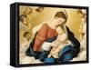 The Madonna and Child in Glory with Cherubs-Giovanni Battista Salvi da Sassoferrato-Framed Stretched Canvas