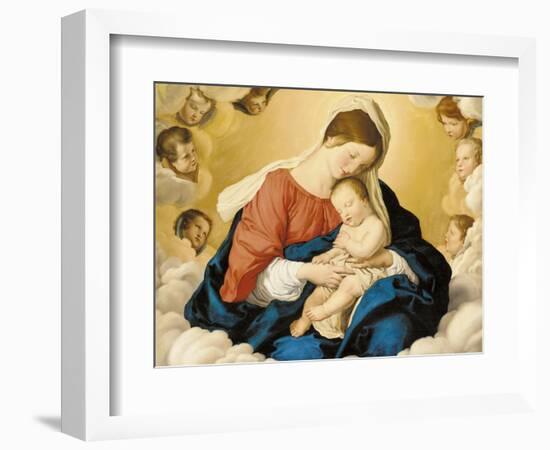 The Madonna and Child in Glory with Cherubs-Giovanni Battista Salvi da Sassoferrato-Framed Giclee Print