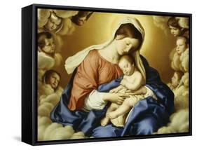 The Madonna and Child in Glory with Cherubs-Giovanni Battista Salvi da Sassoferrato-Framed Stretched Canvas