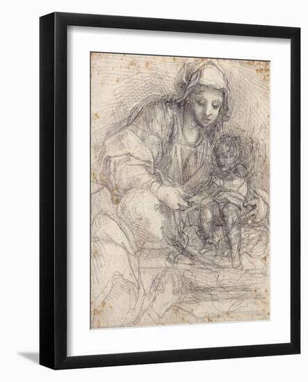 The Madonna and Child with a Carthusian Monk-Alessandro Tiarini-Framed Giclee Print