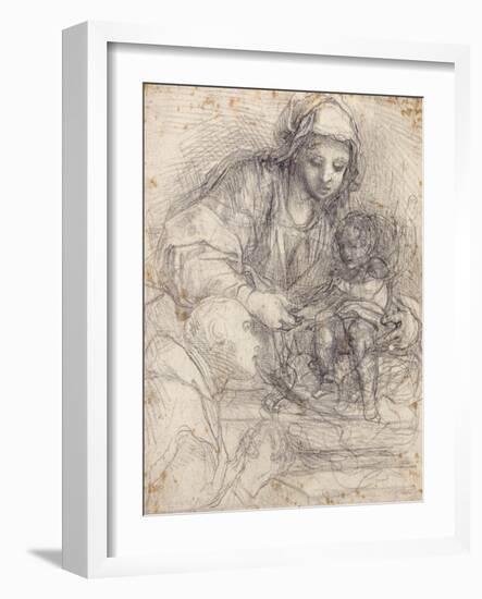 The Madonna and Child with a Carthusian Monk-Alessandro Tiarini-Framed Giclee Print