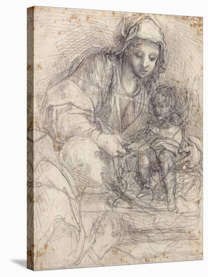 The Madonna and Child with a Carthusian Monk-Alessandro Tiarini-Stretched Canvas