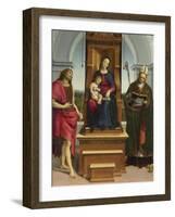 The Madonna and Child with Saint John the Baptist and Saint Nicholas of Bari, 1505-Raphael-Framed Giclee Print