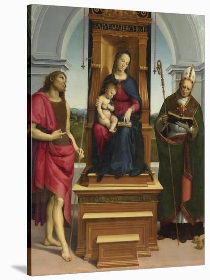 The Madonna and Child with Saint John the Baptist and Saint Nicholas of Bari, 1505-Raphael-Stretched Canvas