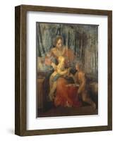 The Madonna and Child with St. John the Baptist in an Interior, Circa, 1640-Herri Met De Bles-Framed Giclee Print