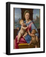 The Madonna and Child with the Infant Baptist (The Garvagh Madonn), Ca 1509-1510-Raphael-Framed Giclee Print