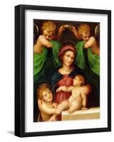 The Madonna and Child with the Infant Saint John the Baptist and Two Angels, C.1512 (Oil on Panel)-Giovanni Battista Rosso Fiorentino-Framed Giclee Print