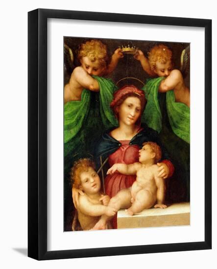 The Madonna and Child with the Infant Saint John the Baptist and Two Angels, C.1512 (Oil on Panel)-Giovanni Battista Rosso Fiorentino-Framed Giclee Print