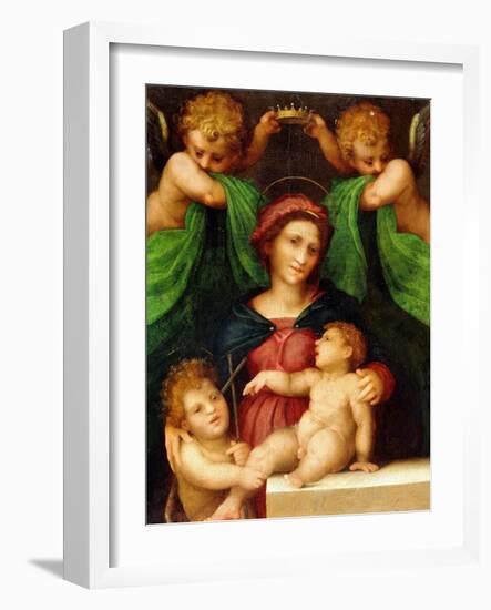 The Madonna and Child with the Infant Saint John the Baptist and Two Angels, C.1512 (Oil on Panel)-Giovanni Battista Rosso Fiorentino-Framed Giclee Print