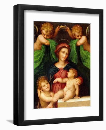 The Madonna and Child with the Infant Saint John the Baptist and Two Angels, C.1512 (Oil on Panel)-Giovanni Battista Rosso Fiorentino-Framed Giclee Print