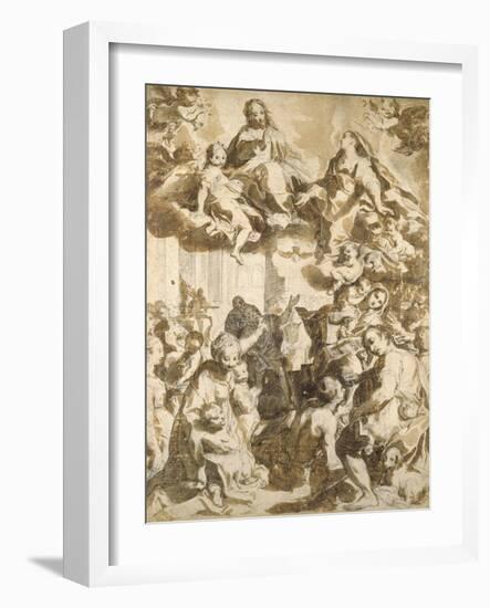 The Madonna Del Popolo, after Barocci (Black Chalk with Brownish Wash on Beige Paper)-Francesco Vanni-Framed Giclee Print