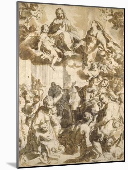 The Madonna Del Popolo, after Barocci (Black Chalk with Brownish Wash on Beige Paper)-Francesco Vanni-Mounted Giclee Print