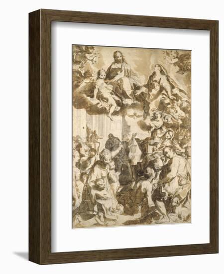 The Madonna Del Popolo, after Barocci (Black Chalk with Brownish Wash on Beige Paper)-Francesco Vanni-Framed Giclee Print