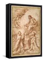 The 'Madonna Del Rosario' with St. Dominic and St. Catherine of Siena-Guercino (Giovanni Francesco Barbieri)-Framed Stretched Canvas