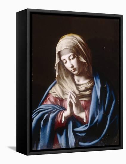 The Madonna in Prayer-Giovanni Battista Salvi da Sassoferrato-Framed Stretched Canvas