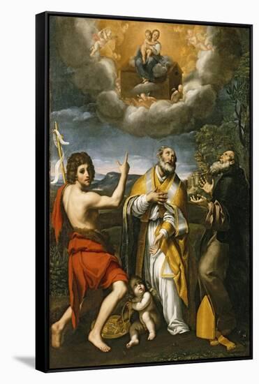 The Madonna of Loreto Appearing to St. John the Baptist, St. Eligius, and St. Anthony Abbot-Domenichino-Framed Stretched Canvas