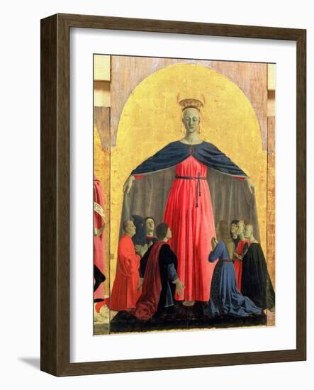 The Madonna of Mercy, Central Panel from the Misericordia Altarpiece, 1445 (Detail)-Piero della Francesca-Framed Giclee Print