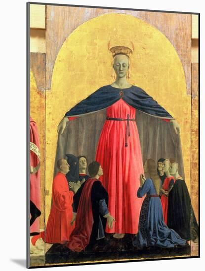 The Madonna of Mercy, Central Panel from the Misericordia Altarpiece, 1445 (Detail)-Piero della Francesca-Mounted Giclee Print