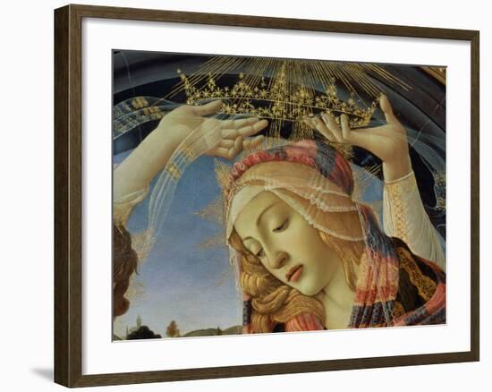 The Madonna of the Magnificat, Detail of the Virgin's Face and Crown, 1482-Sandro Botticelli-Framed Giclee Print