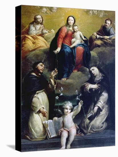 The Madonna of the Rosary with SS Dominic, Catherine, Mary Magdalene, and Joseph, 1732-Luigi Crespi-Stretched Canvas