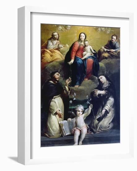 The Madonna of the Rosary with SS Dominic, Catherine, Mary Magdalene, and Joseph, 1732-Luigi Crespi-Framed Giclee Print