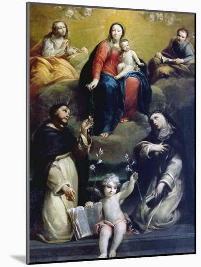 The Madonna of the Rosary with SS Dominic, Catherine, Mary Magdalene, and Joseph, 1732-Luigi Crespi-Mounted Giclee Print