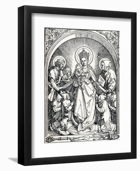 The Madonna with the Carthusian Friars, St John the Baptist and St Bruno, 1515-Albrecht Dürer-Framed Premium Giclee Print