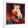 The Madonna With The Child, Drawn By Oil On A Canvas-balaikin2009-Framed Art Print