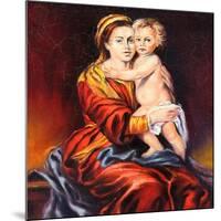 The Madonna With The Child, Drawn By Oil On A Canvas-balaikin2009-Mounted Art Print