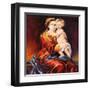 The Madonna With The Child, Drawn By Oil On A Canvas-balaikin2009-Framed Art Print