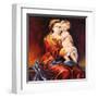 The Madonna With The Child, Drawn By Oil On A Canvas-balaikin2009-Framed Art Print