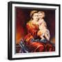 The Madonna With The Child, Drawn By Oil On A Canvas-balaikin2009-Framed Art Print